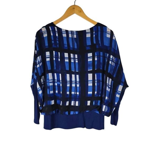 Blue and Black Plaid Blouse - Picture 2 of 5